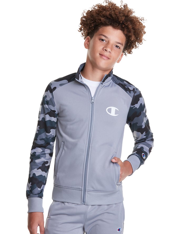 Champion Jas Jongens - LichtBlauw - Camo Track C + Script Logo ( 147260-XLA )